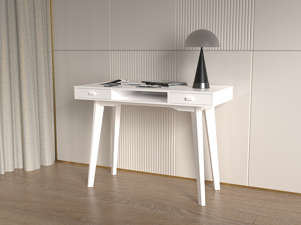 Modern White Solid Wood Study Desk With Two Dawers European style